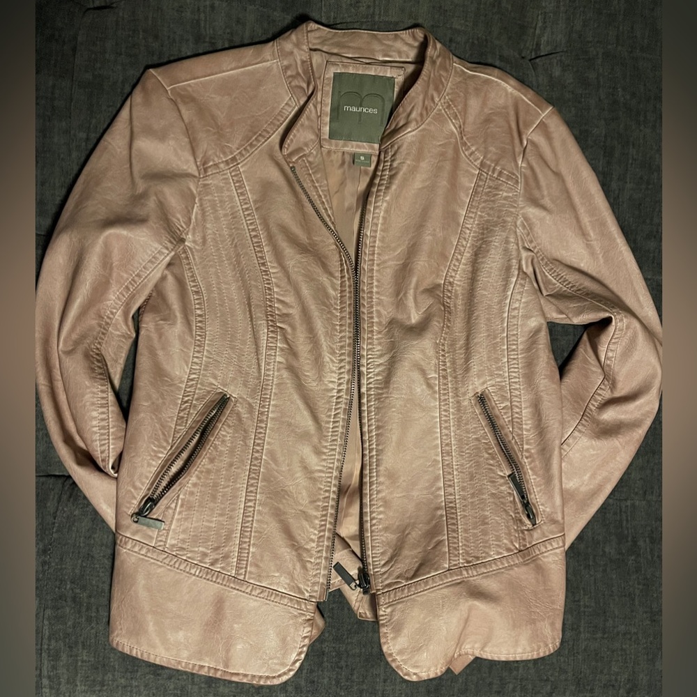 Faux leather soft pink jacket